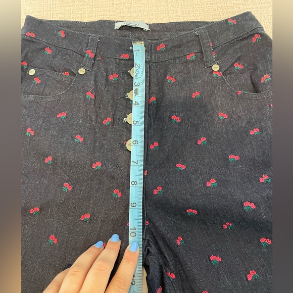 Miaou Junior Floral Embroidered Dark Blue Crop Jeans size 28 - Picture 10 of 12